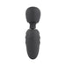 Compact black silicone mini wand vibrator with flexible head and textured ergonomic handle.
