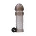 Clear smoke textured sleeve with vibrating bullet attachment for enhanced sensation and pleasure.