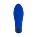 Blue silicone mini vibrator with textured surface and dark blue base, compact and rechargeable design.