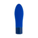 Blue rechargeable silicone mini vibrator with textured tapered tip and smooth base.