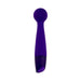 Slim purple silicone wand with rounded head and ergonomic handle on white background