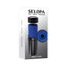 Selopa Hide & Seek Stroker in black case with blue textured inner sleeve, shown with packaging box.