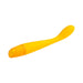 Slim yellow silicone G-spot vibrator with textured curved tip and ergonomic control base.