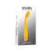 Yellow silicone Selopa Lemon Squeeze rechargeable G-spot vibrator with textured curved head in white and gray packaging.