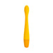 Slim yellow silicone rechargeable vibrator with gently curved tip for targeted stimulation, waterproof and USB rechargeable.