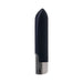 Compact black silicone vibrating bullet with sleek chrome base and tapered tip for targeted stimulation.