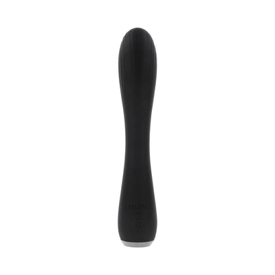 Black silicone Selopa Midnight Magic vibrator with a gently curved shaft and textured bulbous tip.