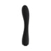 Black silicone rechargeable vibrator with curved, textured tip and smooth ergonomic handle.