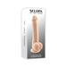 Selopa 7-inch bendable natural feel dildo with suction base in light skin tone displayed on product packaging.