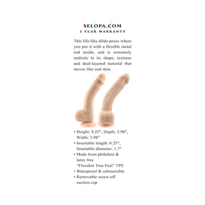 Selopa Natural Feel Flexskin Dildo Bendable With Moving Material 7 In.