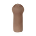 Dark brown life-like stroker with a soft, textured opening, designed for comfortable handling and use.