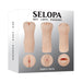 Selopa Party Pack with three realistic strokers in light skin tone featuring anal, vaginal, and oral designs on a silver background.