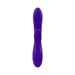 Purple silicone rechargeable dual stimulator with textured shaft and rabbit-shaped clitoral stimulator.