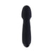 Black silicone rechargeable vibrating wand with textured grip and rounded head, designed for versatile use.