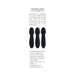 Three black silicone vibrating wands with textured grips shown with product features and warranty details.