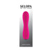 Pink silicone rechargeable vibe with textured quilted tip and smooth handle, Selopa Razzle Dazzle design.