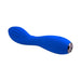 Blue silicone rechargeable G-spot vibrator with curved, textured head and smooth ergonomic handle.