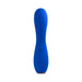 Blue silicone rechargeable G-spot vibrator with a curved, smooth design and tapered tip.