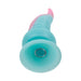 Multicolor silicone vibrating dildo with flexible tentacle design and suction cup base shown from the bottom view.