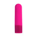 Pink rechargeable silicone bullet vibrator with smooth tapered tip and compact design.