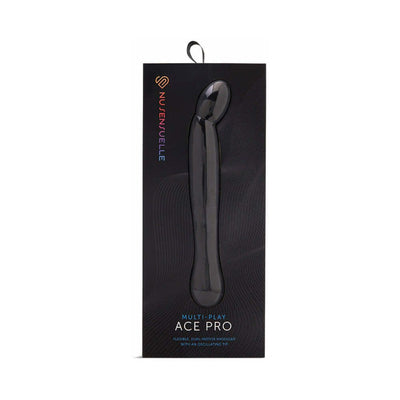 Sensuelle Ace Pro black flexible dual-motor massager with oscillating tip in sleek packaging.