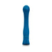 Turquoise silicone vibrator with curved head and ergonomic handle, designed for targeted internal and external stimulation.