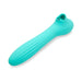 Sensuelle Daisy Triple Action Blue vibrator with textured handle and multi-function tip for suction, flickering, and thrusting.