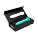 Sensuelle Daisy Triple Action Blue vibrator in black presentation box with molded insert and clear plastic cover.
