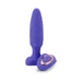 Purple silicone Sensuelle Fino Roller Motion Plug with matching remote control on white background.