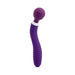 Purple flexible wand with textured handle and rounded head designed for targeted stimulation, standing upright on white background.