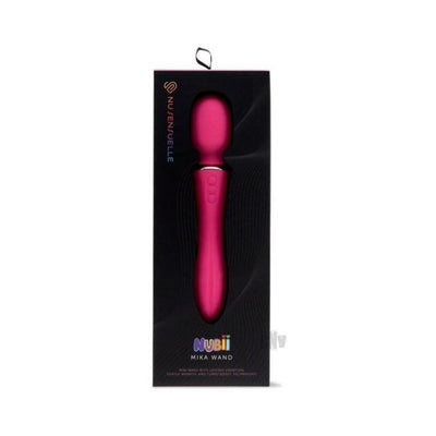 Pink Sensuelle Nubii Mika Mini Wand in black retail packaging with visible control buttons and brand logo.