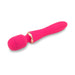 Bright pink mini wand massager with rounded head, rose gold accent, and textured handle on white background