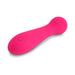 Pink flexible silicone bullet vibrator with textured body and single button control on white background.