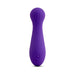 Purple flexible silicone bullet vibrator with textured pear-shaped head and single button control.