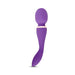 Purple dual-ended Sensuelle Xlr8 Alluvion Wand with curved handle and rounded head, made of smooth silicone.