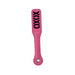 Pink vinyl paddle with black XOXO design and a metal grommet on the handle end.