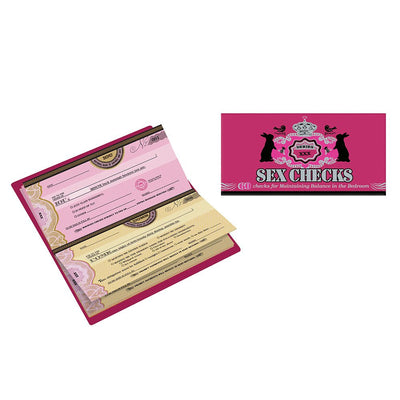 Playful Sex Checks book with 60 fill-in-the-blank and checkbox IOUs for maintaining balance in the bedroom.