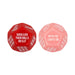 Two 12-sided adult game dice in red and pink with playful intimate action prompts for couples.
