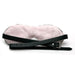 Pink plush leather blindfold with adjustable black buckle strap for a comfortable, secure fit.