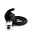 Black silicone vibrating dual ring with rabbit ear stimulator and silver bullet vibrator on white background