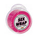 Pink Sex Wrap Tease Tape in clear round plastic packaging with bold black and white label.