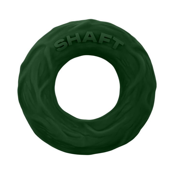 Dark green medium-sized flexible silicone ring with textured surface and SHAFT branding embossed on top.