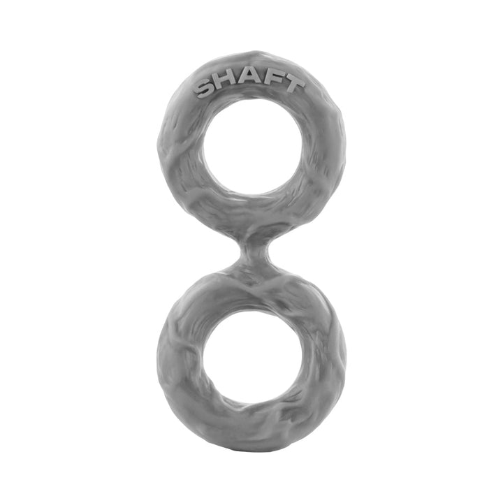Gray double C-ring made of flexible silicone with textured surface and "SHAFT" branding on top ring.