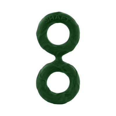 Dark green double C-ring made of flexible silicone with textured surface and SHAFT branding on top ring.