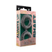 Shaft Double C-ring size 2 Model D in black silicone displayed in pink and green packaging with product details.