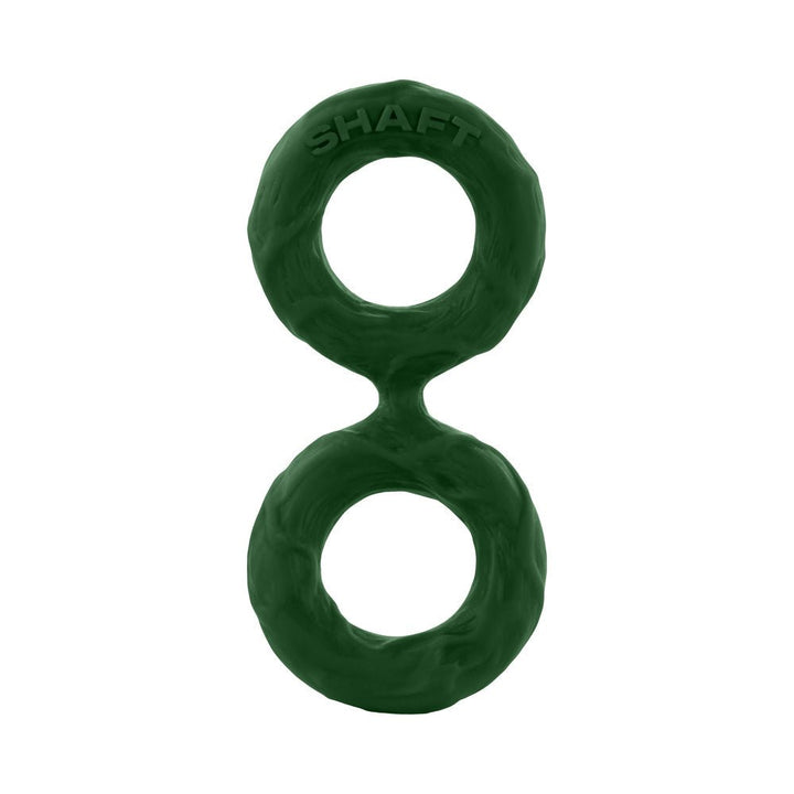 Medium-sized double C-ring in dark green flexible silicone with textured surface and SHAFT branding.