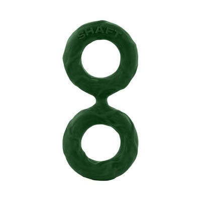 Medium-sized double C-ring in dark green flexible silicone with textured surface and SHAFT branding.