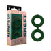 Small double C-ring in dark green FLEXISKIN silicone with textured surface, shown next to its packaging box.
