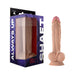 Realistic 10.5-inch liquid silicone dildo with suction base and detailed texture, shown with packaging.