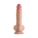 Realistic flesh-toned silicone dildo with suction cup base and detailed texture, 9.5 inches long.